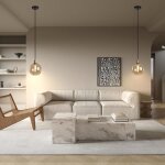 Suspension - smotop - 2x e27 - abat - jour verre ambre - style scandinave vintage