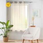Lot de 2 voilages petite hauteur � ?illets 140 x 180 cm ? voile tiss� �ole beige ?