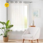 Lot de 2 voilages petite hauteur  ?illets 140 x 180 cm ? voile tiss ole naturel