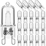 Lot de 20 ampoules halog�nes g9 lampes halog�nes transparentes 40 w � intensit� variable blanc chaud ...