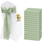 Lot de 20 �charpes de chaise en satin vert sauge - d�coration pour mariage r�ception f�te h�tel maison ...