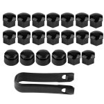Lot de 20 écrous de 17 mm pour roue de voiture protection antivol capuchon noir Lot de 20 écrous de 17 mm pour roue de voiture protection antivol capuchon noir
