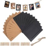 Lot de 20 guirlandes pour photos - 155 x 117 cm cadre photo en papier avec pinces en bois et corde de ...