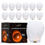 Lot de 20 lanternes volantes qualit suprieure en papier 100% biodegradable lampion papier chinoise ...