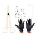 Lot de 20 piercings pour la langue le nez le nombril bijoux pour le corps anneaux pinces gants aiguilles ...