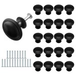 Lot de 20 poign�es de tiroir noir mat - boutons de meubles 27mm pour placard armoire cuisine.