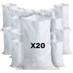 Lot de 20 sacs  gravats en polypropylne tiss blanc rsistant et rutilisable - charge maximale 55kg ...