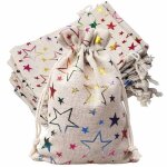 Lot de 20 sacs en toile de jute 13 x 18 cm imprim� �toiles mini sacs cadeaux pochettes � bijoux sacs ...