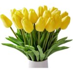 Lot de 20 tulipes artificielles jaunes en pu - 34cm - arrangement floral centre de table bouquet de mariage ... Lot de 20 tulipes artificielles jaunes en pu - 34cm - arrangement floral centre de table bouquet de mariage ...