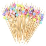 Lot de 200 pics  cocktail 12 cm en forme de c?ur crative faite  la main en forme de c?ur p (couleur ...