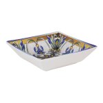 Lot de 24 assiettes creuses carr�s flora 530gr service de table en porcelaine imprim�e multicolore - ...