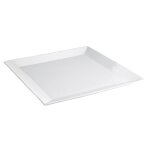 Lot de 24 assiettes plates carr�es lea plat � service � p�tes desserts en porcelaine blanche