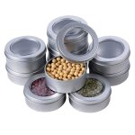 Lot de 24 botes mtalliques rondes en acier inoxydable avec couvercle transparent pour cuisine et bureau ...