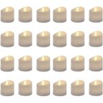 Bougies led - beijiyi - lot de 24 - design ondul - blanc chaud - rutilisables sans flamme