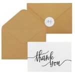 Lot de 24 cartes de remerciement en vrac avec enveloppes kraft et autocollants aspect professionnel convient ...