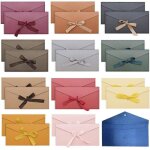 Lot de 24 enveloppes en papier kraft vintage colores - 11 x 22cm - ruban pour invitations lettres mariage ...