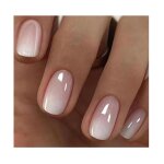 Lot de 24 faux ongles courts carrs chroms avec design french acrylique ongles brillants rutilisables ...