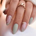 Lot de 24 faux ongles press on nails moyens en forme damande faux ongles verts pointe franaise kit faux ...