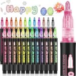 Lot de 24 stylos magiques - feutres  paillettes - marqueurs mtalliques magiques - cadeaux de pques ...