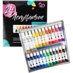 Lot de 24 tubes de peinture acrylique de 12 ml 22 couleurs diff�rentes 3 x blanc qualit� dartiste parfait ...