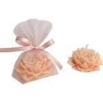 Lot de 25 bougies petites fleurs roses en cire de colza + 25 tulles voile + ruban cadeaux invits mariage ...