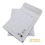 Lot de 25 pochettes ( enveloppes ) à bulles c / 3 : 145 x 215 mm en kraft blanc Lot de 25 pochettes ( enveloppes ) à bulles c / 3 : 145 x 215 mm en kraft blanc