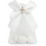 Lot de 25 pochettes en tissu blanc croix dorée ? sachets à dragées cadeaux invités baptême naissance? ... Lot de 25 pochettes en tissu blanc croix dorée ? sachets à dragées cadeaux invités baptême naissance? ...