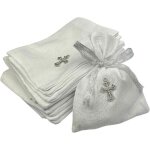 Lot de 25 pochettes en tissu blanc avec croix + ruban? sachets  drages cadeaux invits baptme communion ...