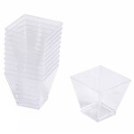 Lot de 25 verrines carr�es en plastique r�utilisable mini ap�ritif 6cl argent