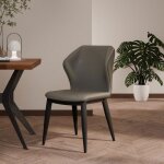 Lot de 2x chaises design italien gris ? simili cuir ? pieds métal ? pour salle à manger salon bureau ... Lot de 2x chaises design italien gris ? simili cuir ? pieds métal ? pour salle à manger salon bureau ...