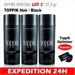 Lot 3 * 275 gr poudre densifiante toppik perte cheveux calvitie soins capillaire 275gr keratine noir ...