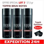 Lot 3 * 275 gr poudre densifiante toppik soin cheveux chute calvitie 275gr kratine brun moyen - optimiseur ...