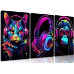 Lot de 3 affiches murales de jeu cool rtro pour jeux danimaux - peinture sur toile non pour chambre ...