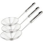 Lot de 3 araignes passoires cumoires acier inoxydable louche filet pour ptes friture nouilles label ...