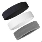 Lot de 3 bandeaux anti - transpiration pour homme et femme bandeau de sport en coton �ponge pour gym ...