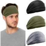 Lot de 3 bandeaux cheveux hommes et femmes - serre tete de sport larges pour le fitness jogging course ...