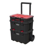 Bo�tes � outils - keter - stacknroll - lot de 3 - 150l - r�sine - noir / rouge