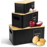 Lot de 3 botes de rangement pour pommes de terre oignons et ail - bote de conservation avec couvercle ...