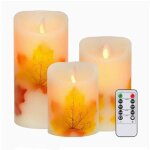 Bougies led électriques - zeminpeoel - lot de 3 - cire véritable - télécommande - blanc chaud Bougies led électriques - zeminpeoel - lot de 3 - cire véritable - télécommande - blanc chaud