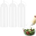 Lot de 3 bouteilles � sauce en plastique � presser doseur shaker � vinaigrette bouteilles peindre p�tisserie ...