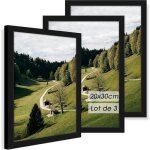Lot de 3 cadres photo 20 x 30 noir en bois ding�nierie et acrylique pour photos affiches et puzzles