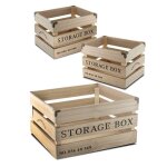Lot de 3 caisse de rangement rectangulaire panier cagette de rangement en bois coloris beige