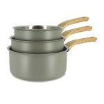 Lot 3 casseroles easynox 16 / 18 / 20cm en acier inox et aluminium brume