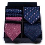 Lot de 3 cravates et carrs de poche homme classique elegant tisse jacquard coffret cadeau fete et mariage ...