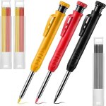 Lot de 3 crayons de charpentier solides avec 21 recharges marqueurs mcaniques  long bec et taille - ...
