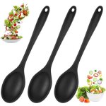 Lot de 3 cuillères de cuisine en silicone - cuillères noires en silicone avec revêtement antiadhésif ... Lot de 3 cuillères de cuisine en silicone - cuillères noires en silicone avec revêtement antiadhésif ...