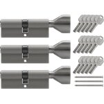 Lot de 3 cylindres � bouton ksn 80 mm 40 / 40 � fermeture identique avec 15 cl�s