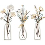 Lot de 3 dcorations murales en mtal avec fleurs - dcoration simple - cadeau de pendaison de crmaillre?bei ...