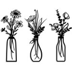 Lot de 3 dcorations murales en mtal avec fleurs - dcoration simple - cadeau de pendaison de crmaillre? ...