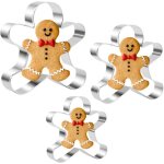 Lot de 3 emporte - pices en forme de bonhomme en pain dpice en acier inoxydable pour la ptisserie